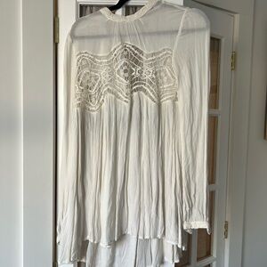 Free People Boho Cream Lace Accent Mini Dress